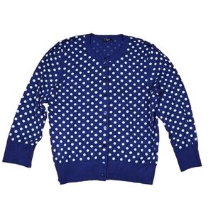 Cupio Polka Dot Cardigan Navy Blue White Size Medium